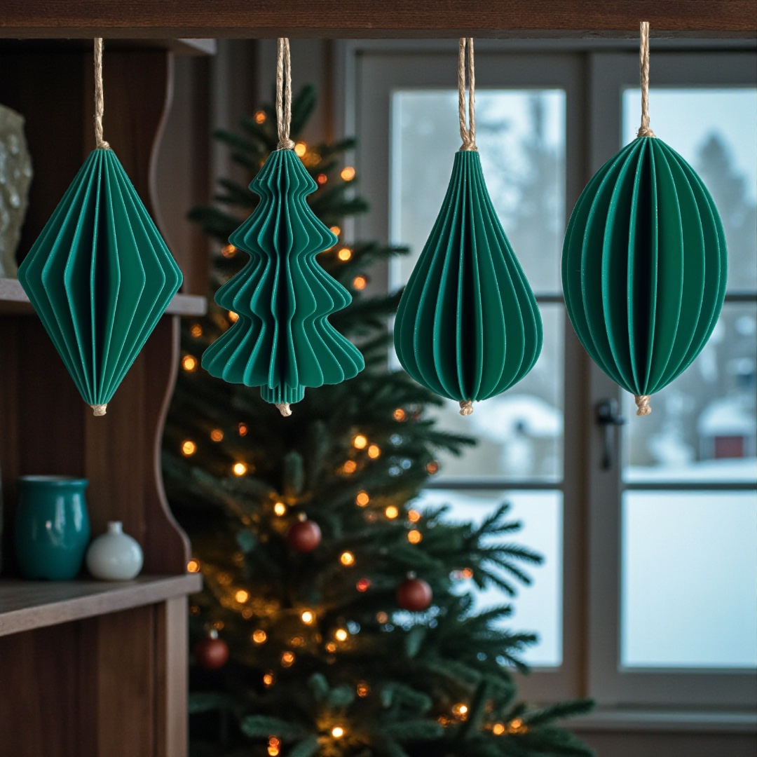 Weihnachtskugel-Set Grün-Glitzer