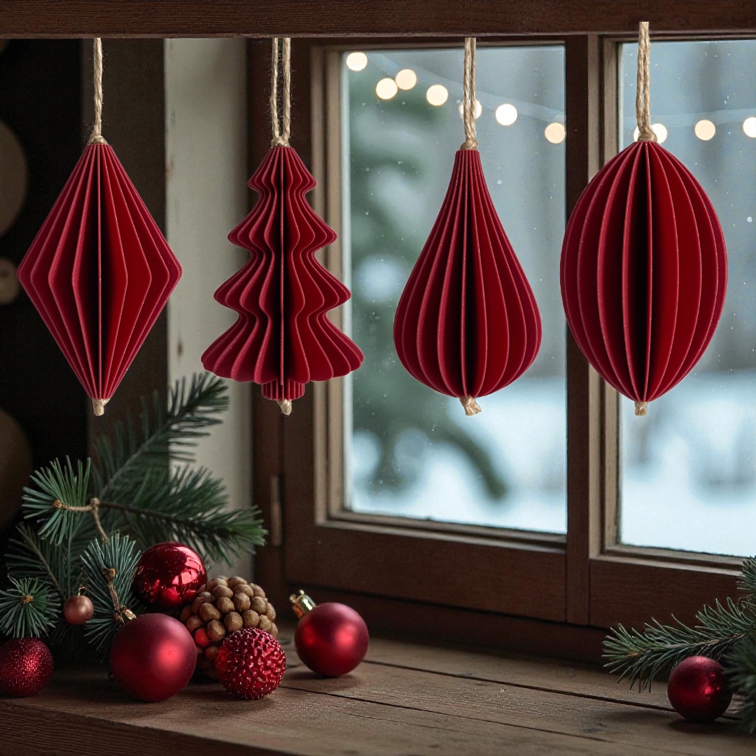 Weihnachtskugel-Set Rot-Glitzer